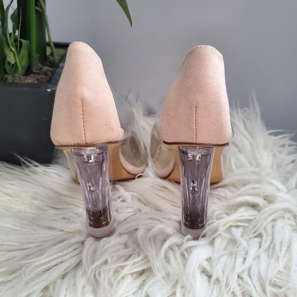 Fashion Nova Clear Tan Pointed Toe Wedge Heels 10 - Picture 6 of 11